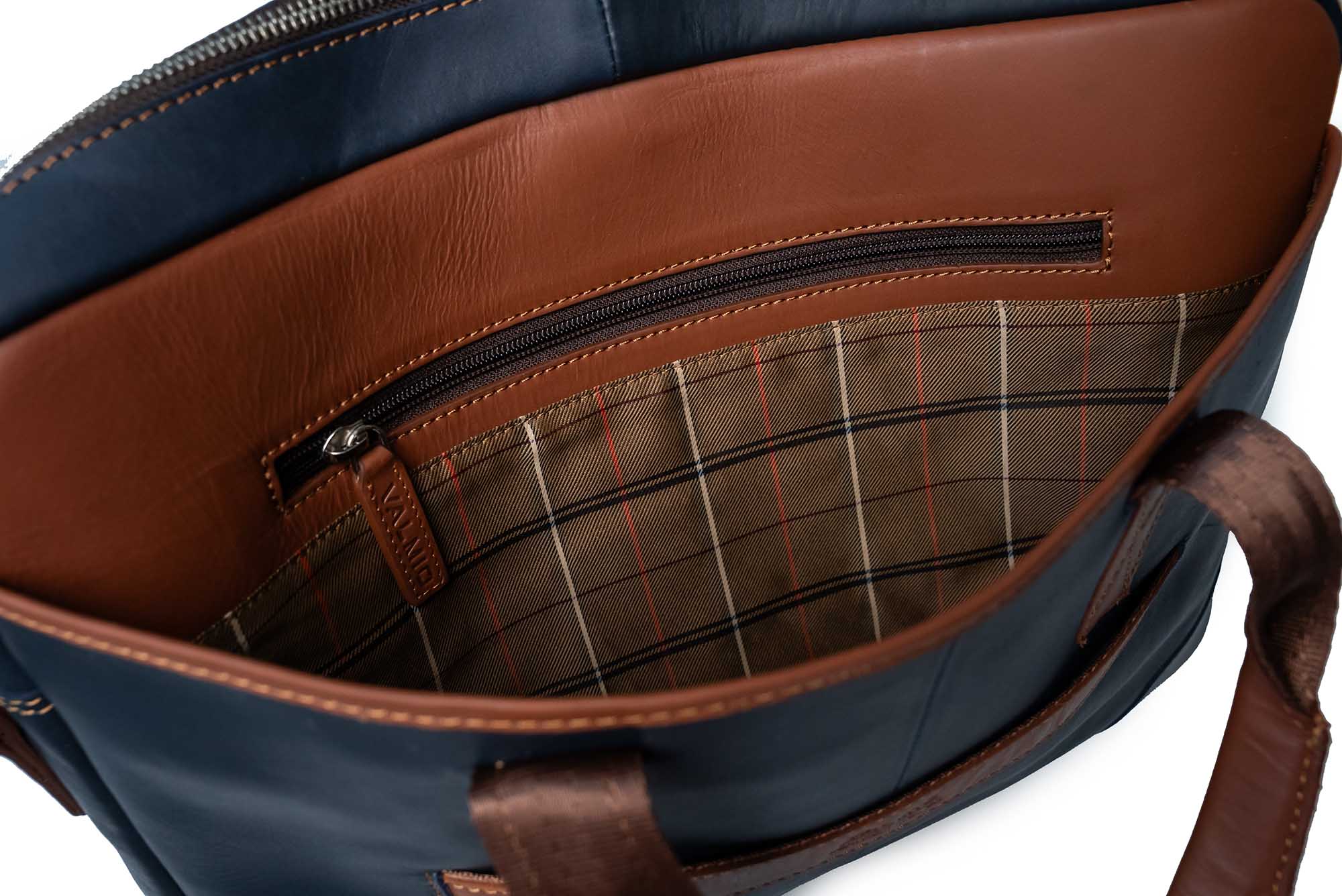 Blue Leather Laptop Bag Valmio Denton 2.0