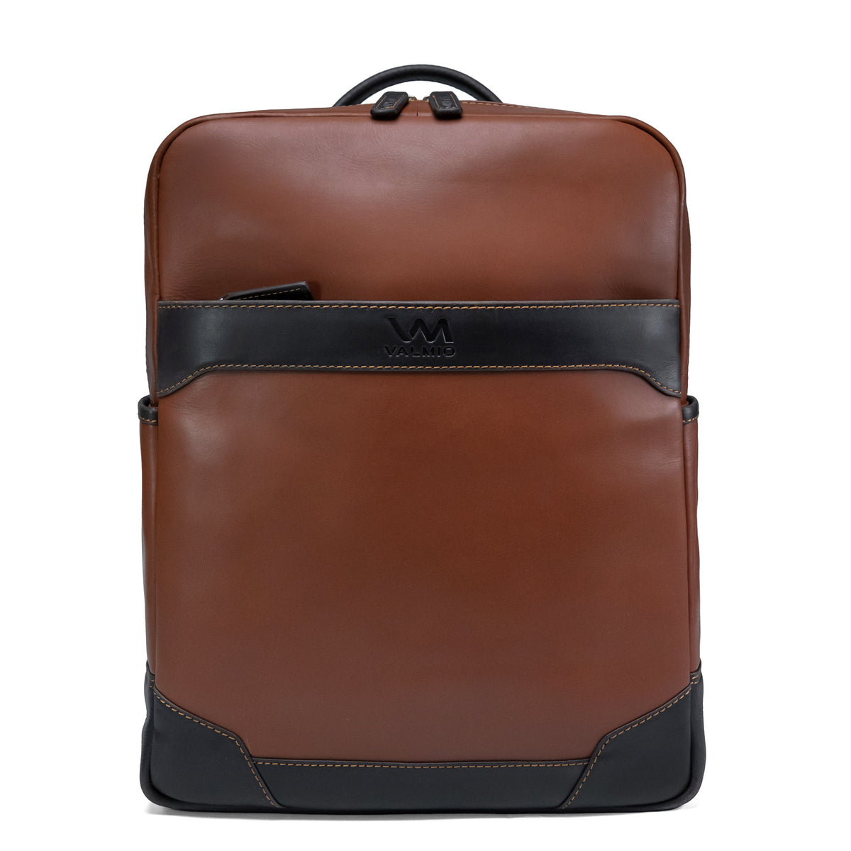 Light brown full grain leather backpack Valmio York 13L