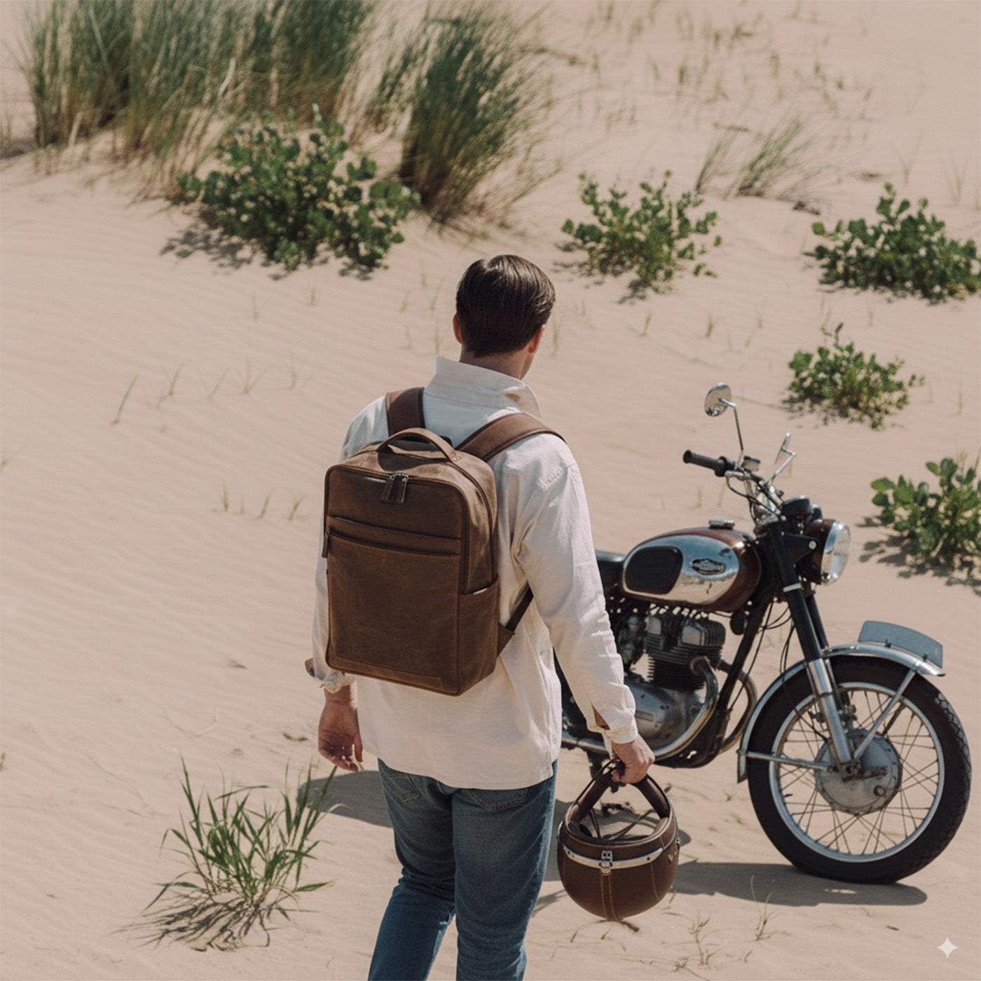 Leather Backpack Valmio Hunter