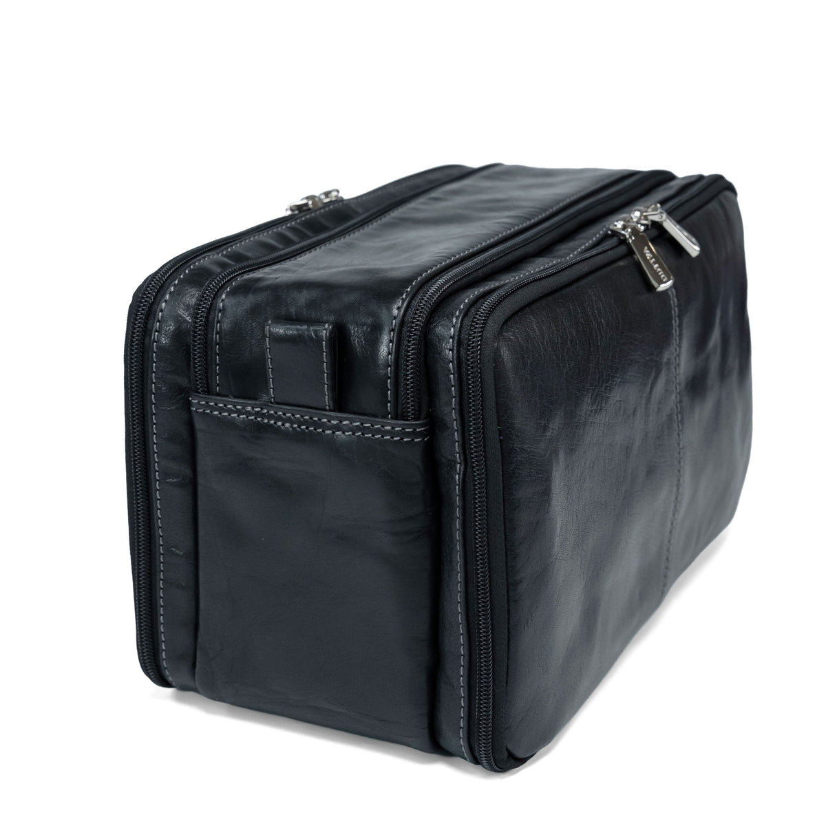 Ledertasche für Toilettenartikel Valmio Focus Schwarz