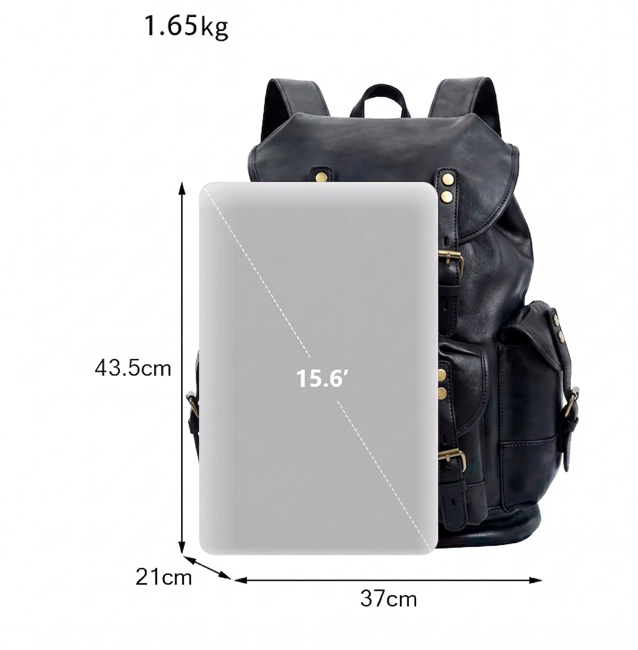 Valmio Norden Leder-Rucksack – schwarz