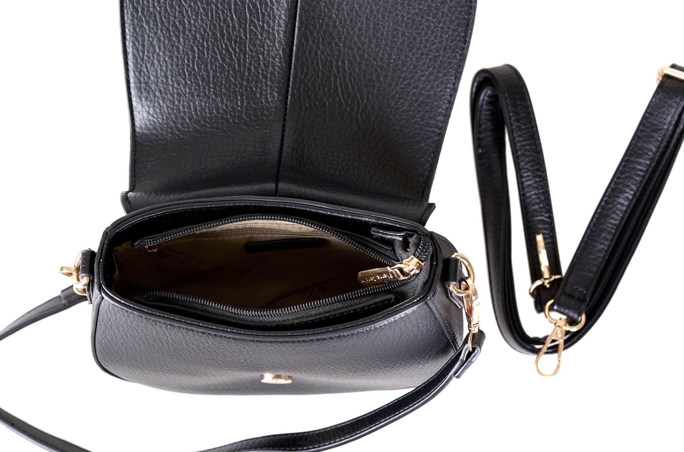 PIERRE CARDIN 6613 Schwarze Handtasche aus umweltfreundlichem Leder