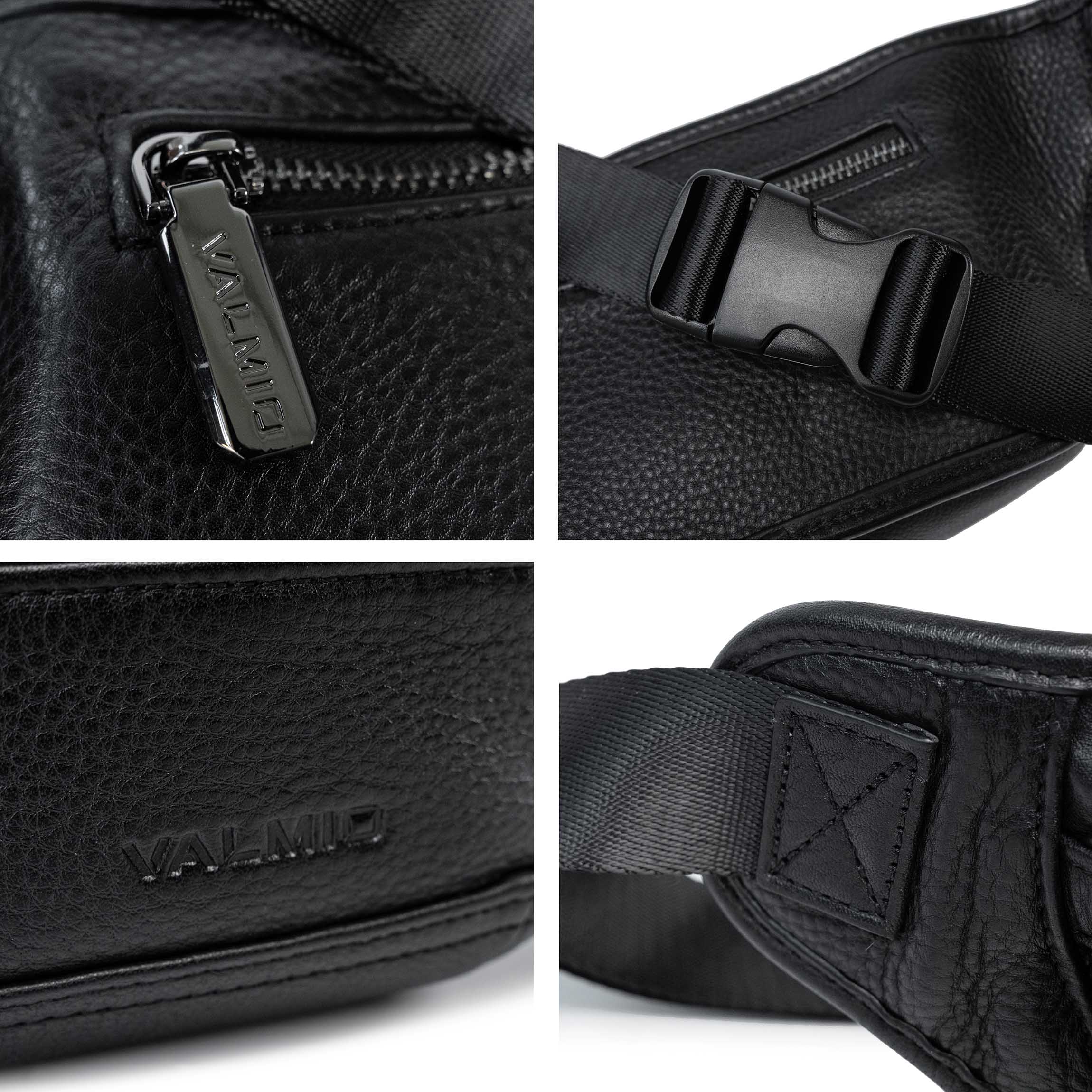 Valmio Stilor black men's leather waist bag