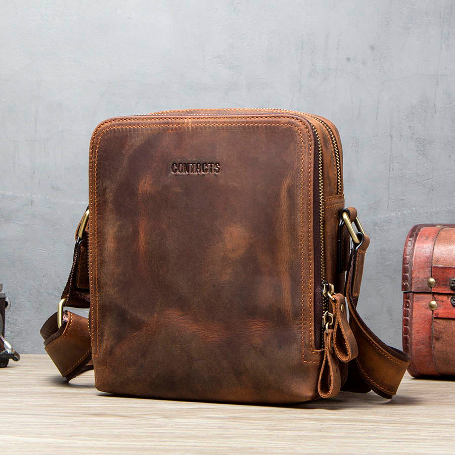 Men's Brown Crossbody Bag Lerno