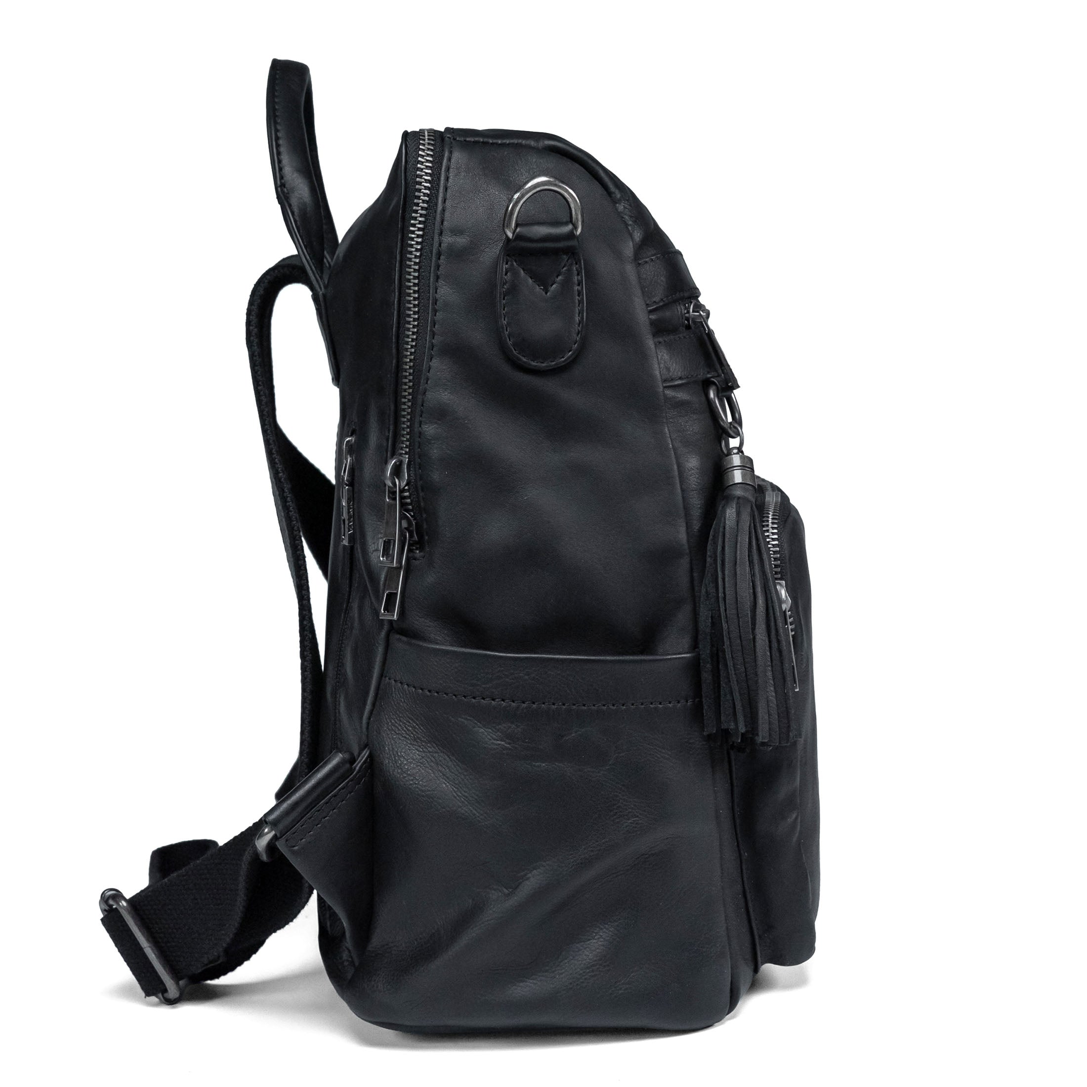 Black Leather Backpack – Bag Valmio