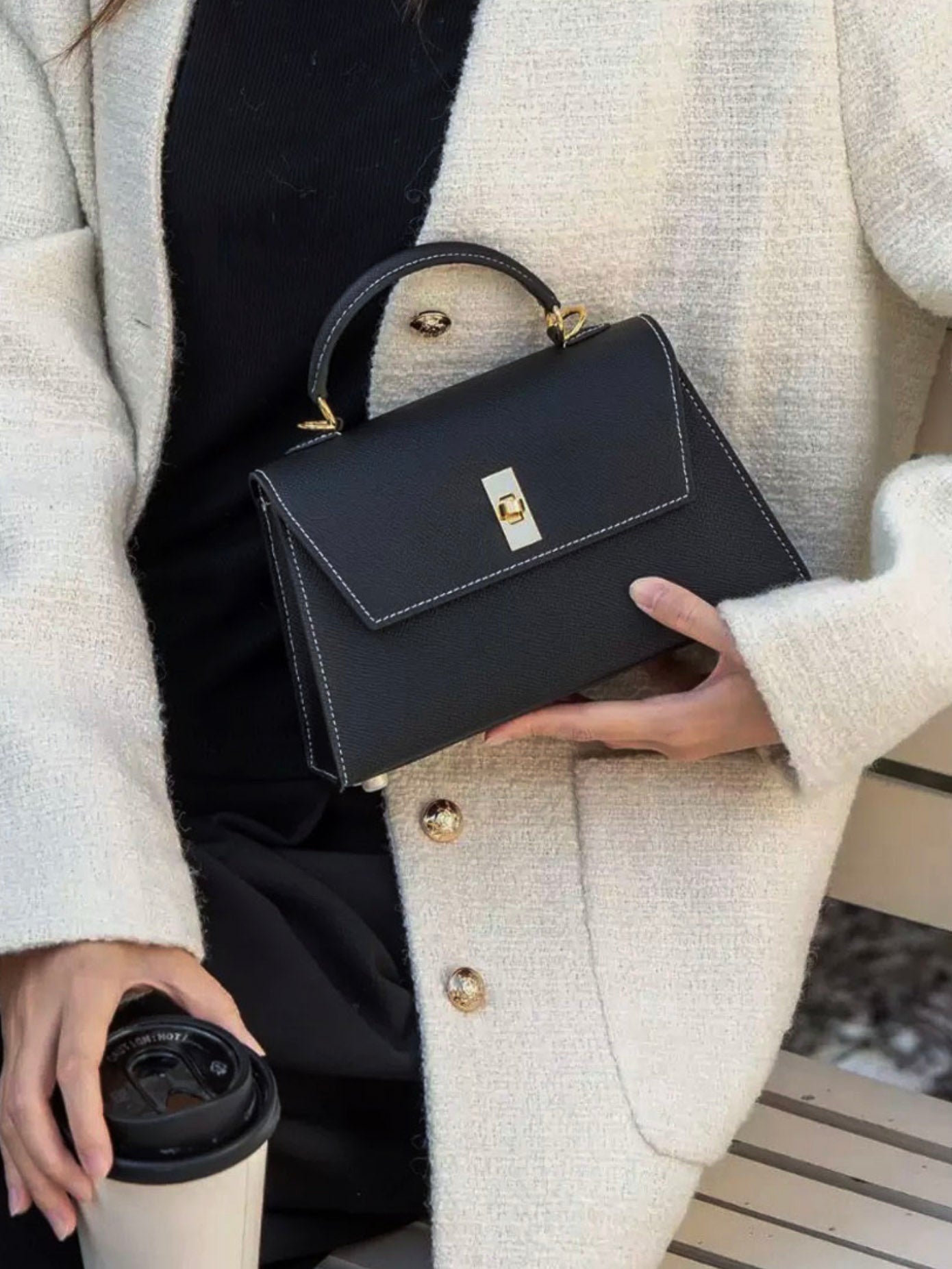 Valmio Sonira leather women's handbag - black