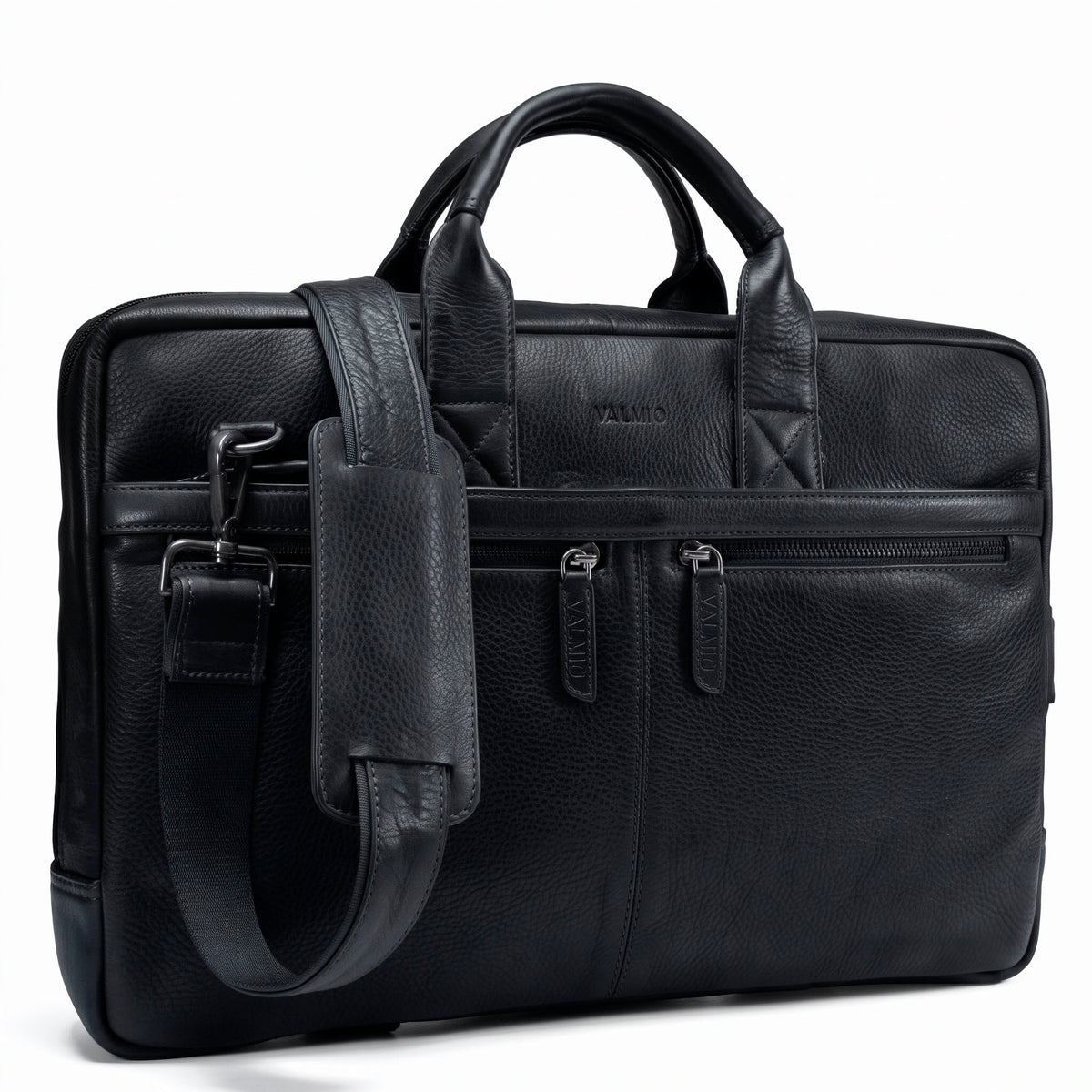 Valmio Lids Laptoptasche aus Vollnarbenleder in Schwarz für Herren