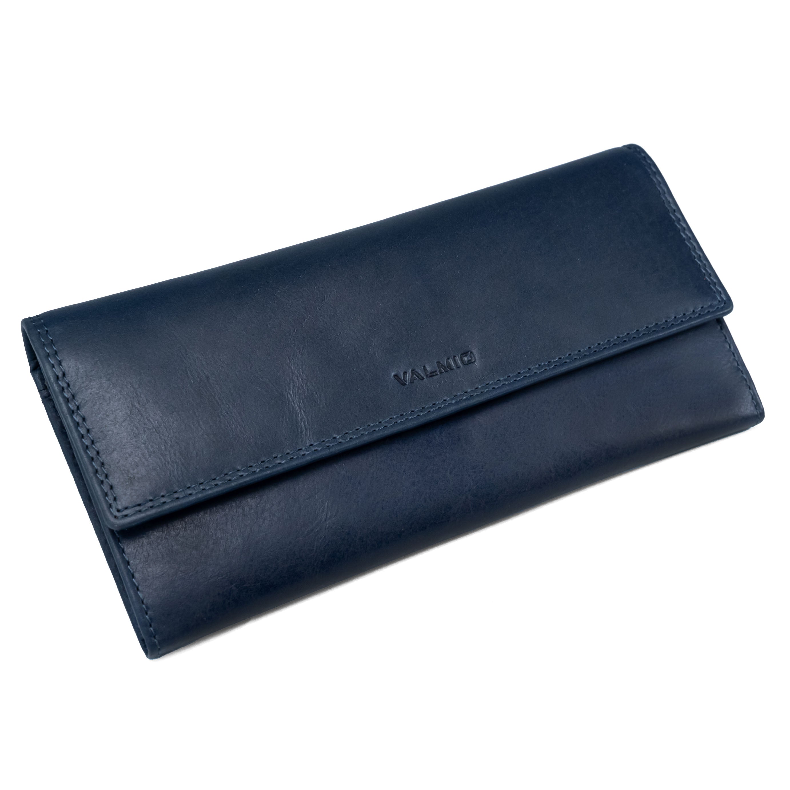 Women's Leather Wallet Valmio Pouch Dark Blue