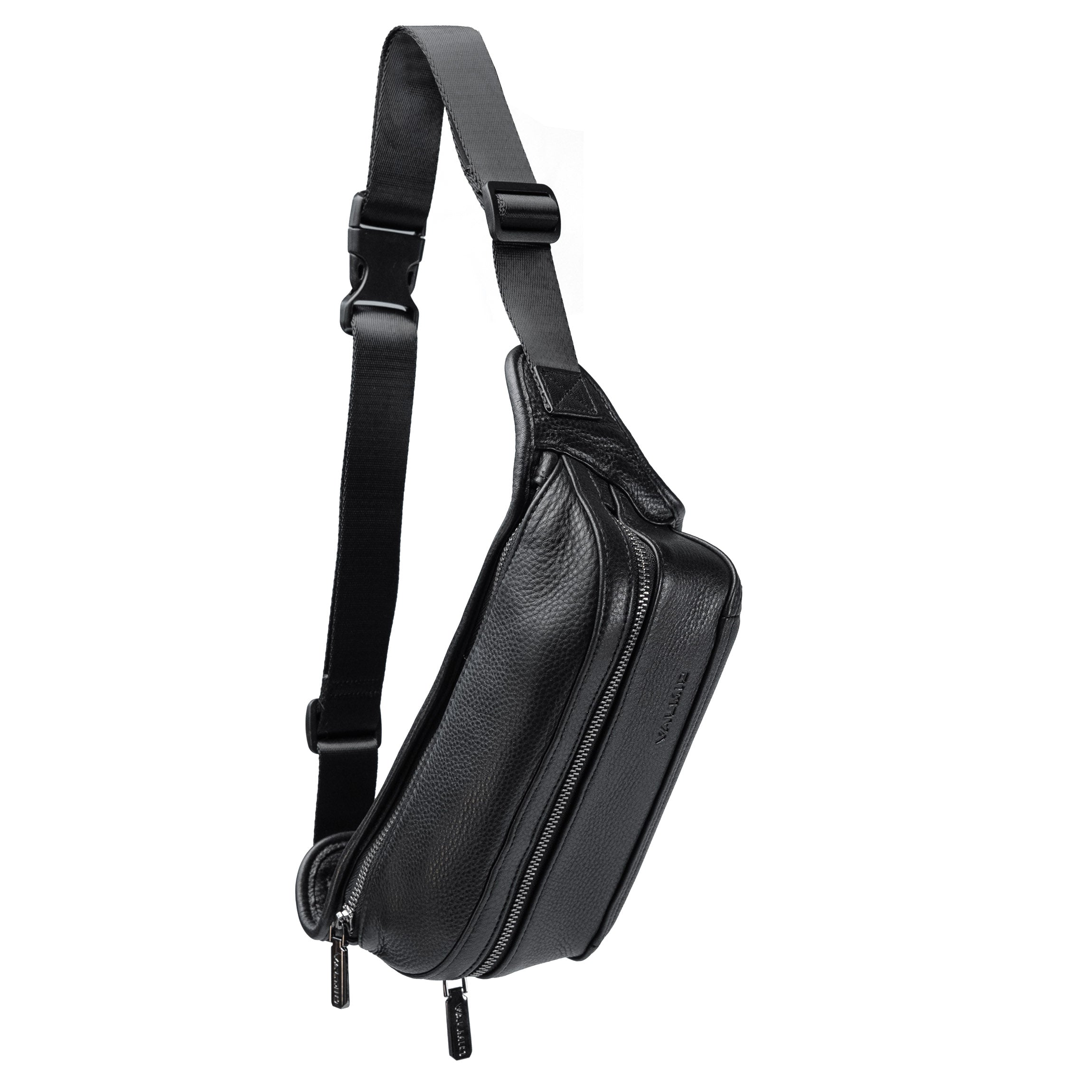 Valmio Stilor black men's leather waist bag