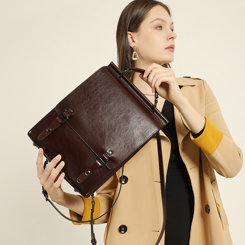 Valmio Tonora Leather Women's Backpack - Dark Brown
