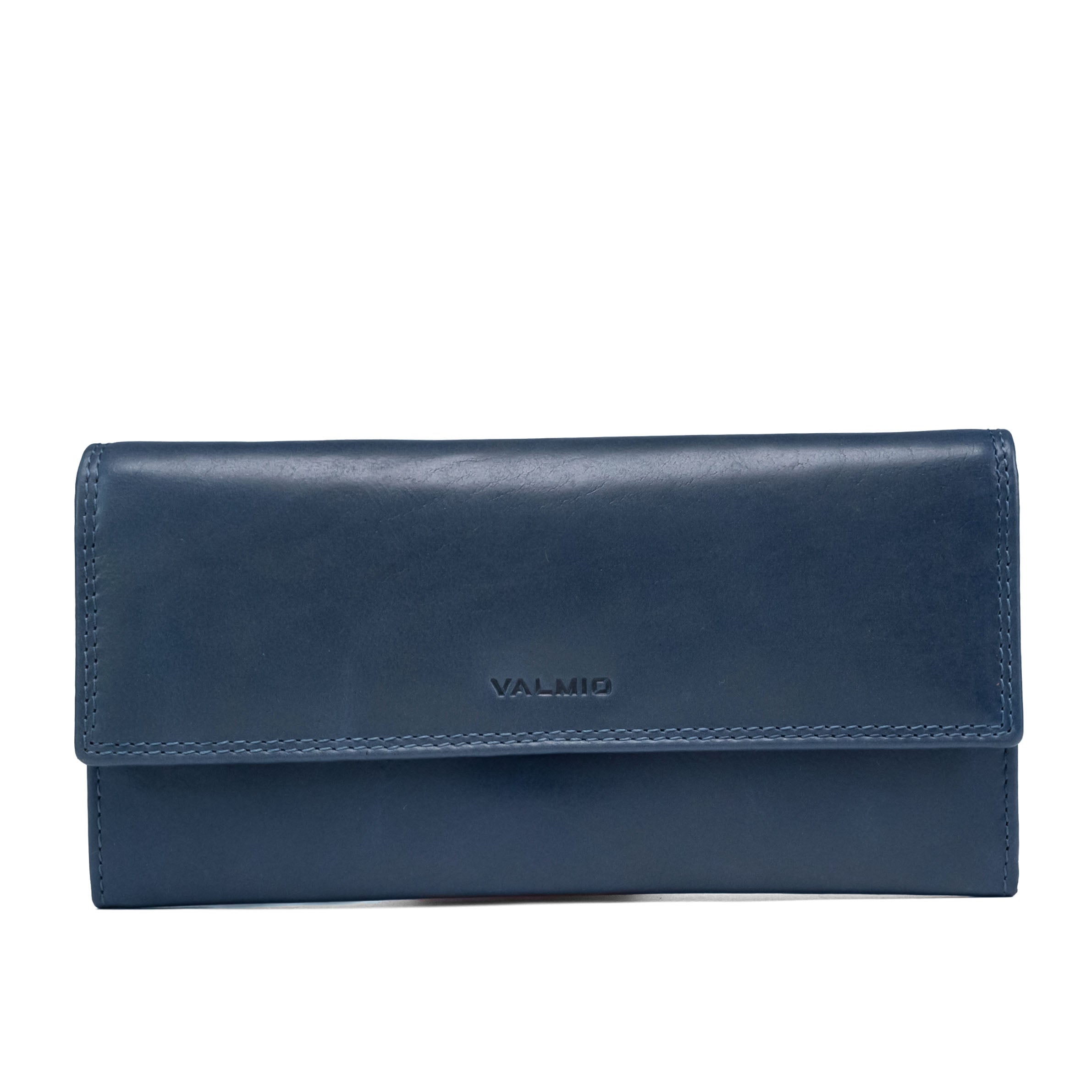 Women's Leather Wallet Valmio Pouch Dark Blue