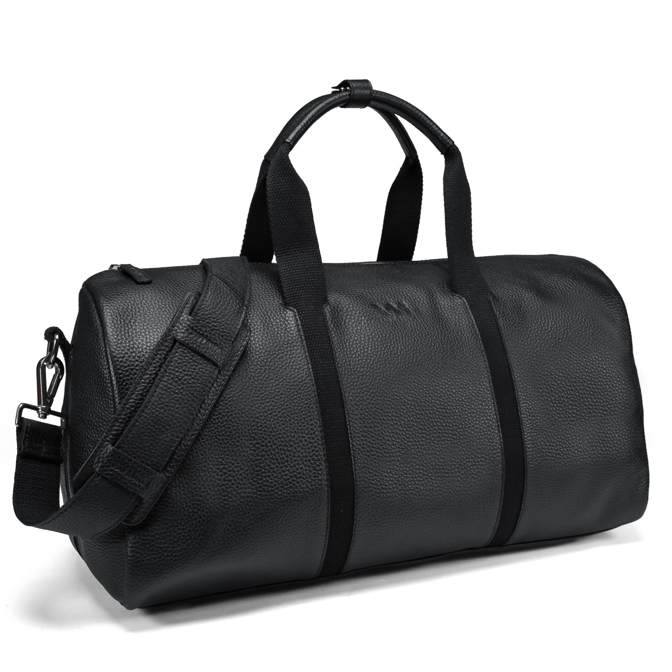 Valmio Comes Leather Travel Bag Black
