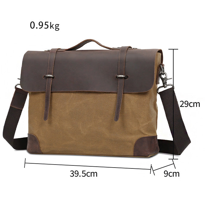 Herren Leder-Aktentasche Valmio Weston – sandkhaki