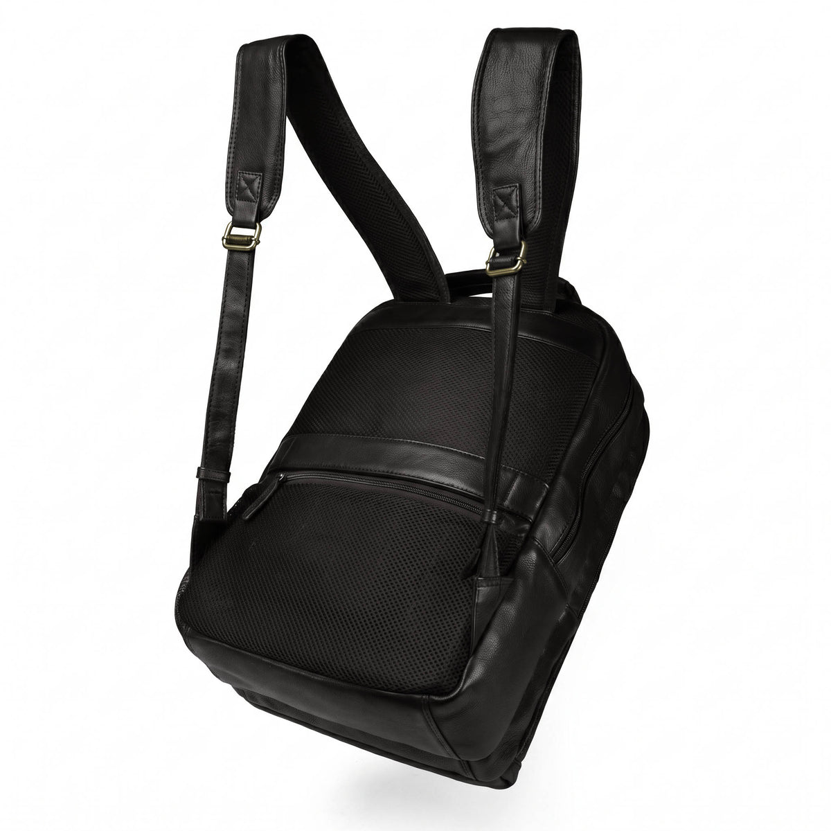 Brown full-grain leather backpack, Valmio Lands model