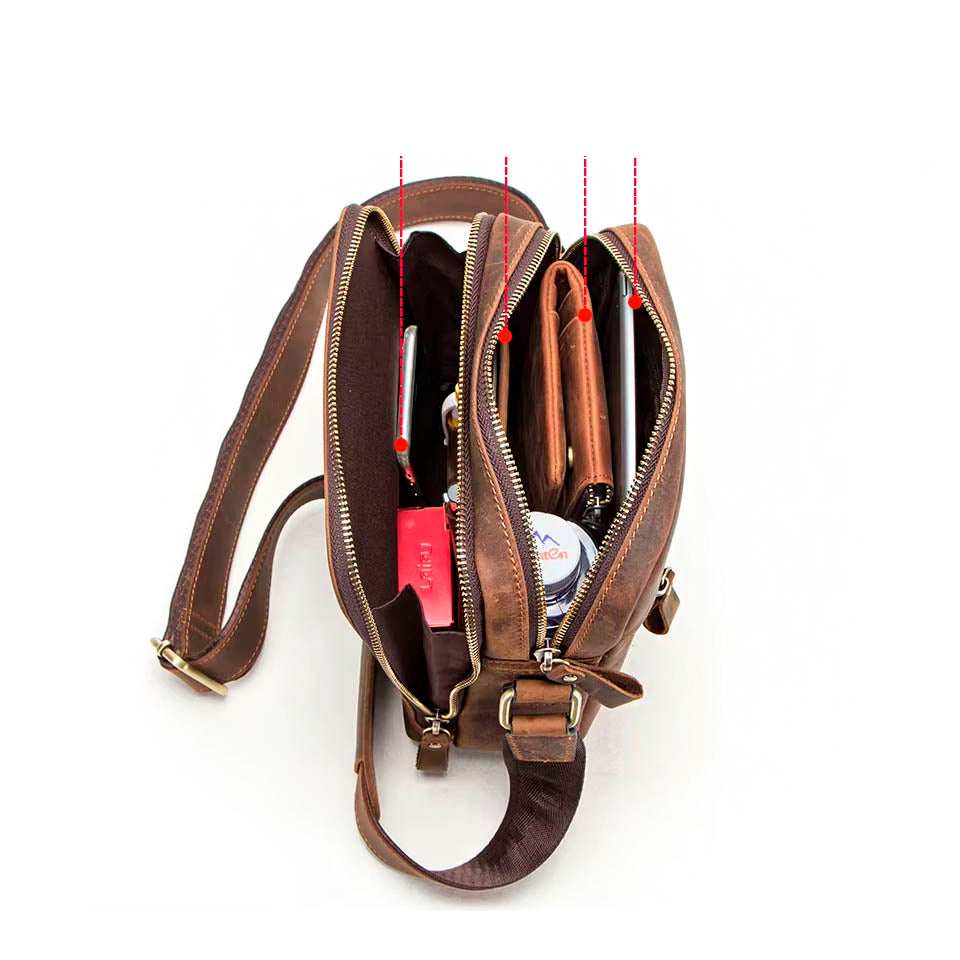 Men's Brown Crossbody Bag Lerno