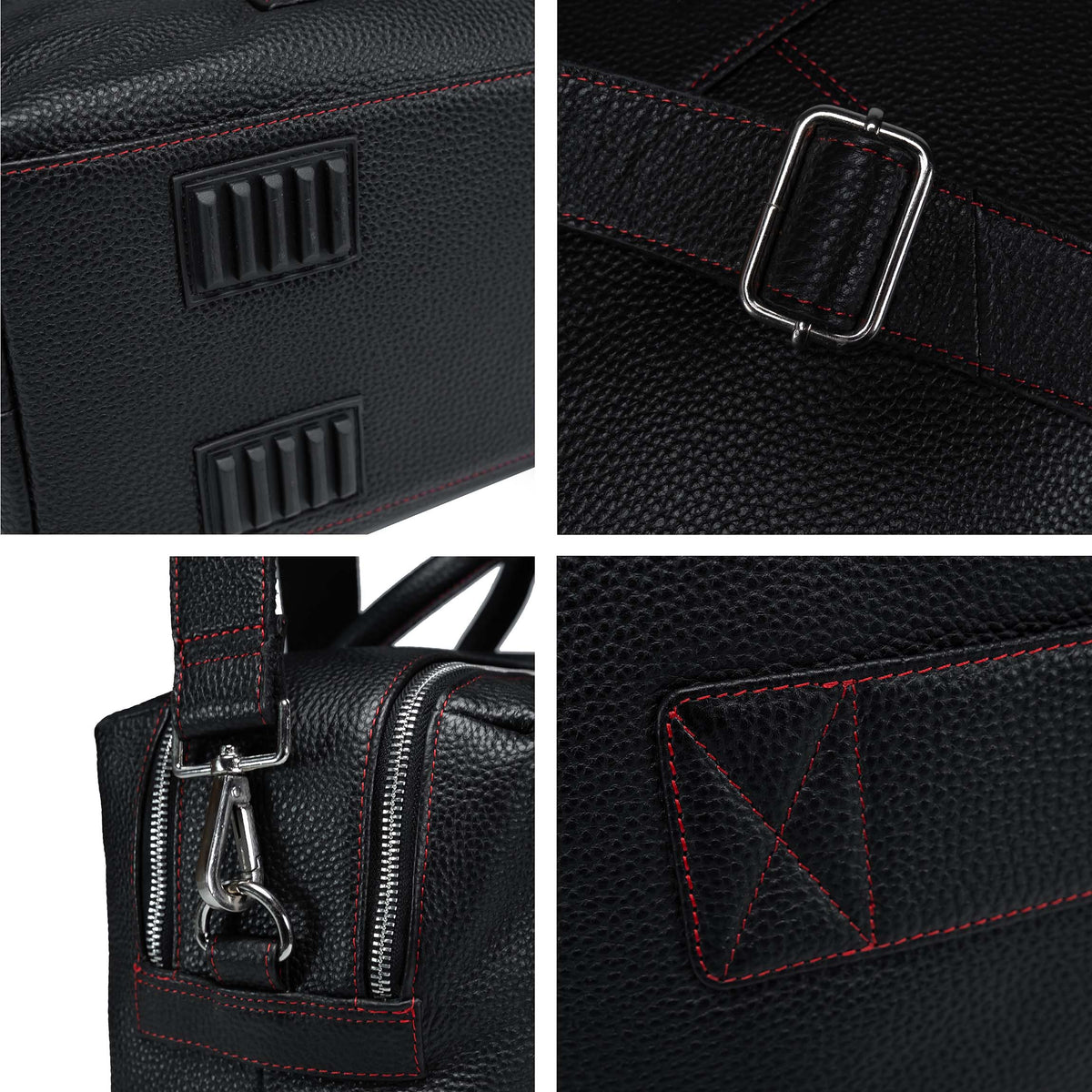 Valmio Stark Leather Travel Bag Black