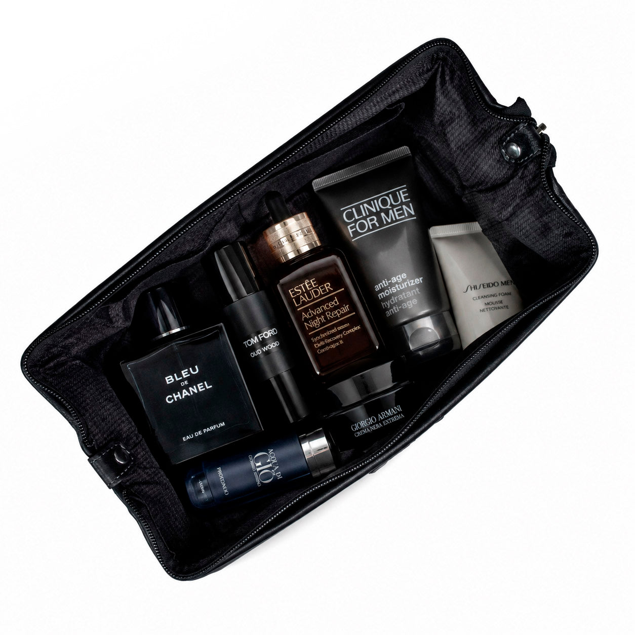 Black Leather Toiletry Bag Valmio Sedona