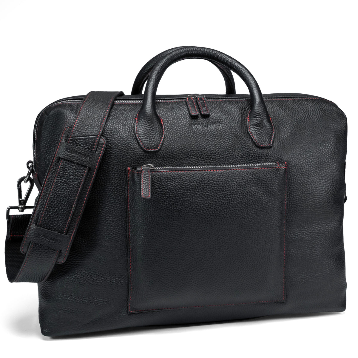 Valmio Stark Leather Travel Bag Black