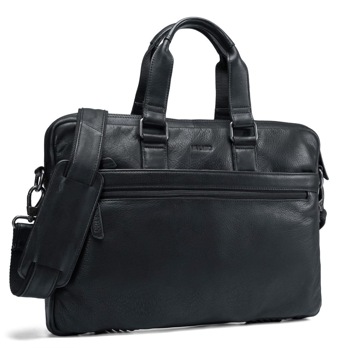Valmio Neris Leather Laptop Bag - Black