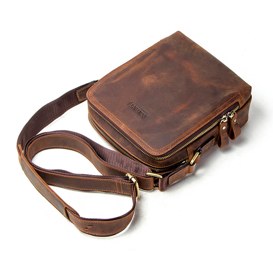 Men's Brown Crossbody Bag Lerno