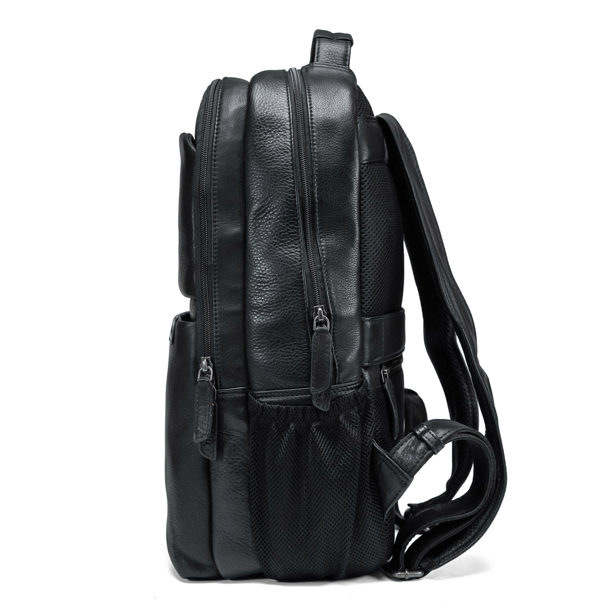 Valmio Lands Leather Backpack - Black