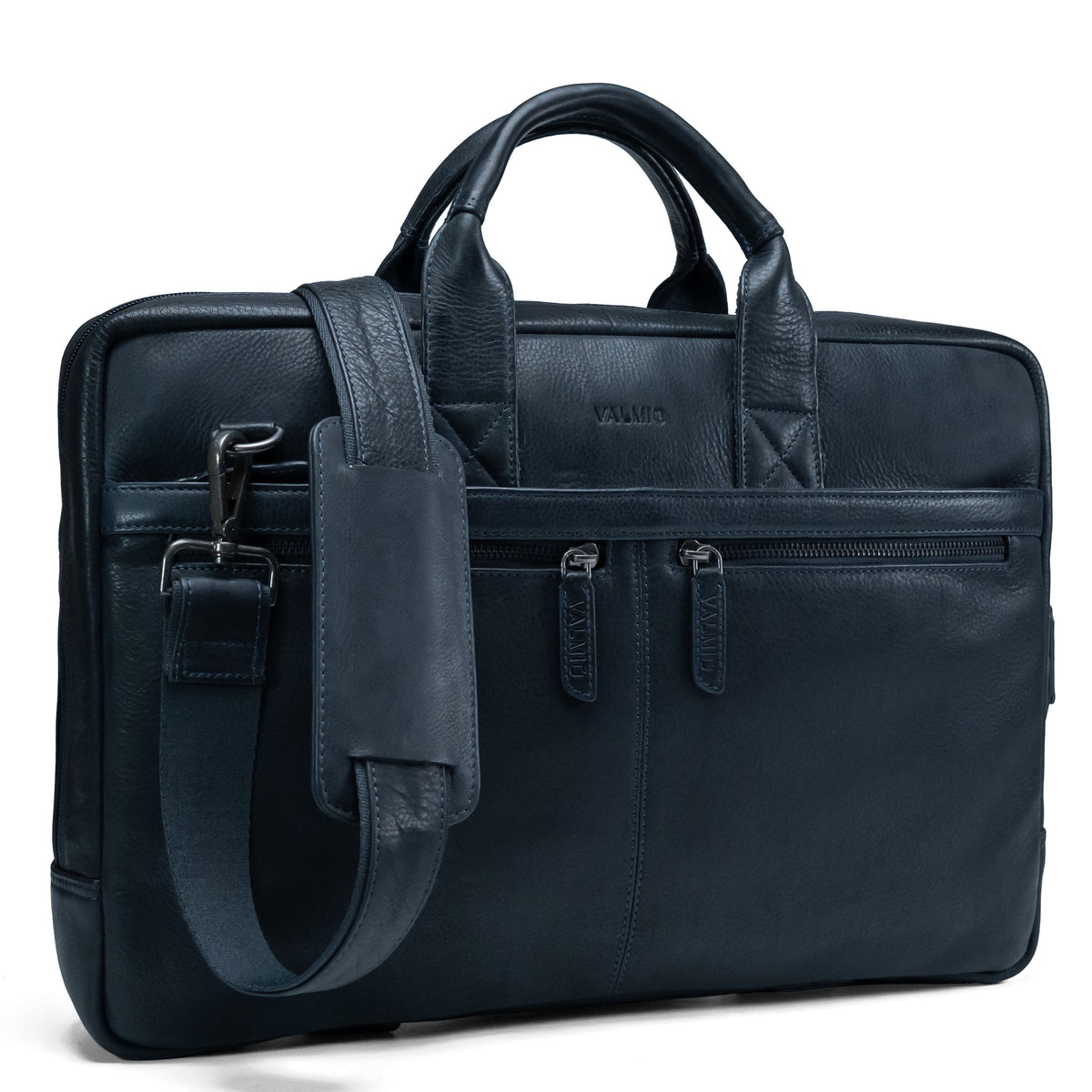Valmio Lids Leather Laptop Bag - Blue