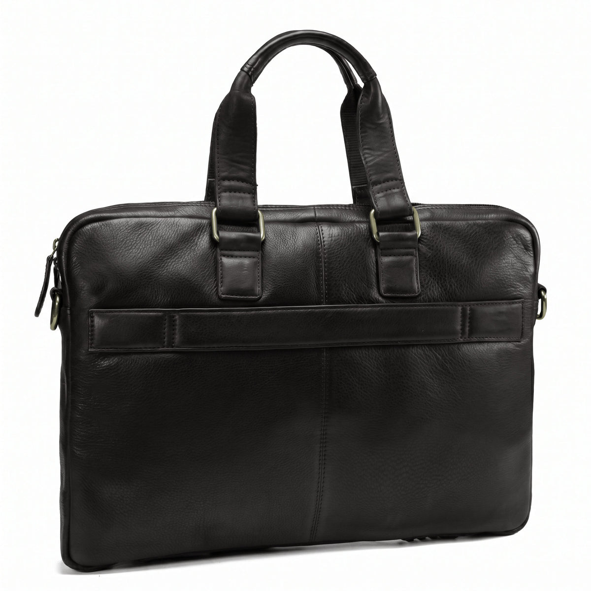 Valmio Neris brown full-grain leather laptop bag for men