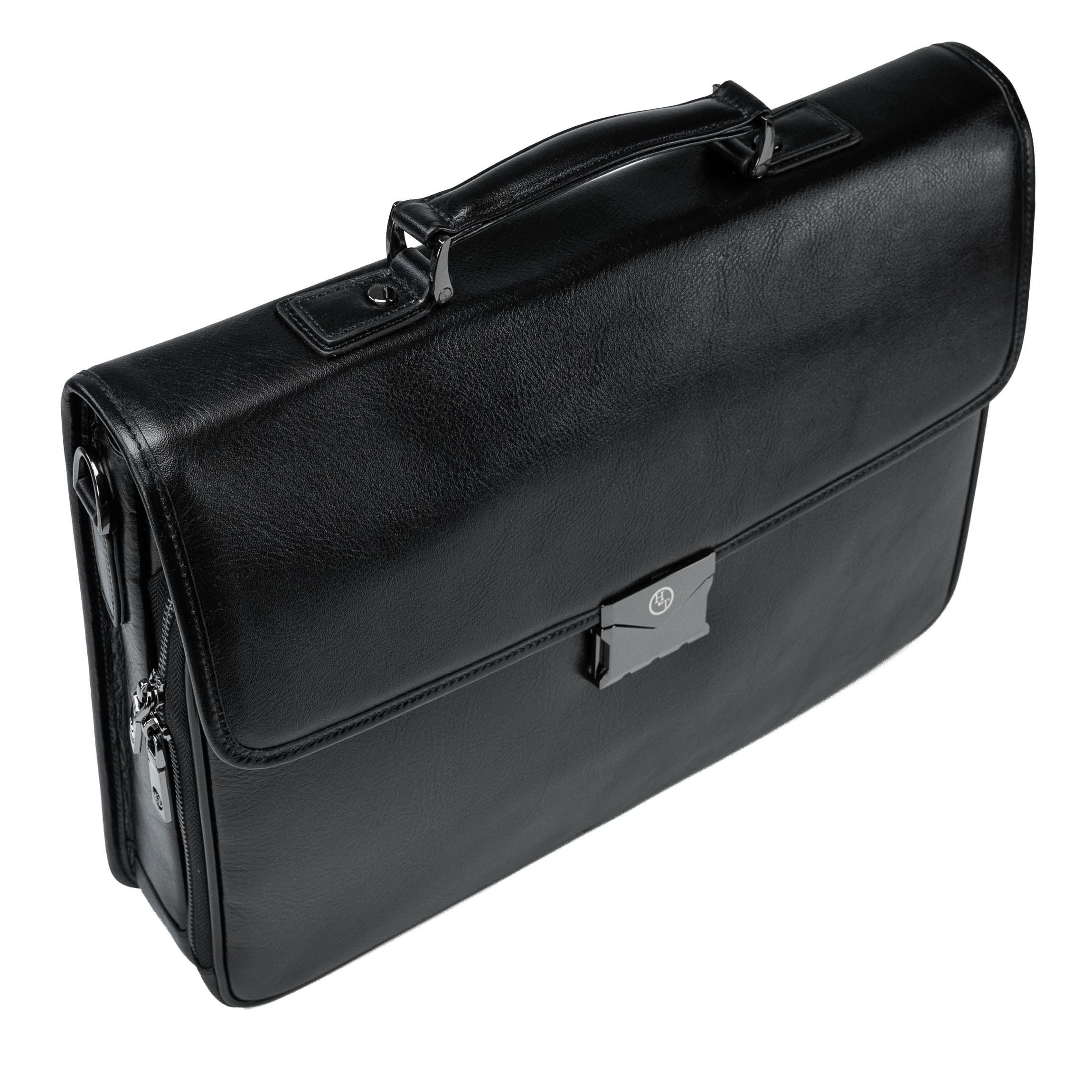Aenso schwarze Herren Leder-Aktentasche