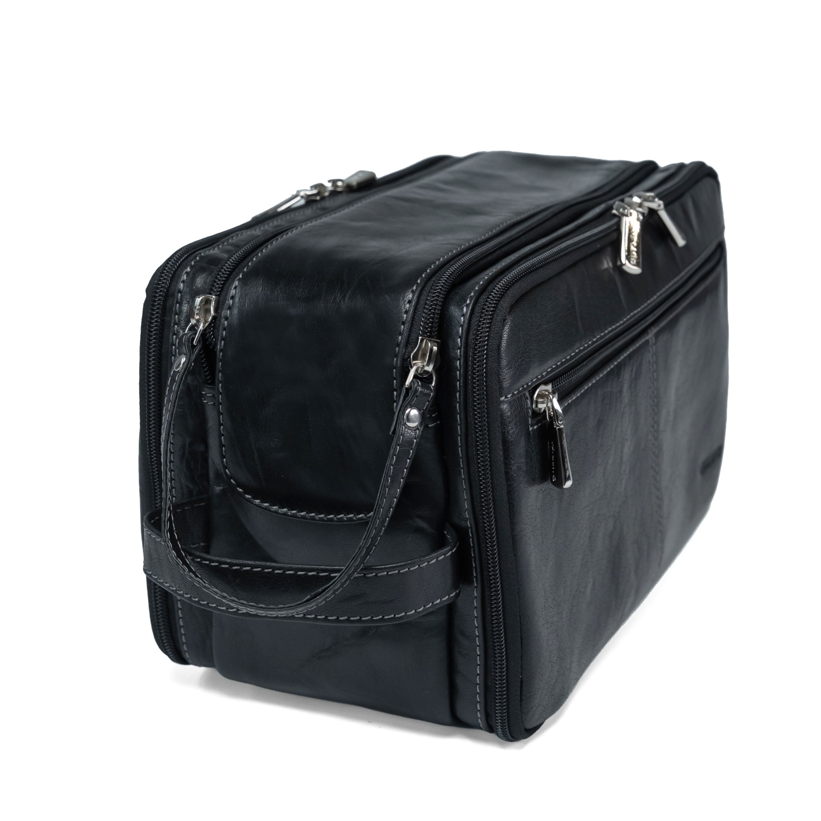 Ledertasche für Toilettenartikel Valmio Focus Schwarz