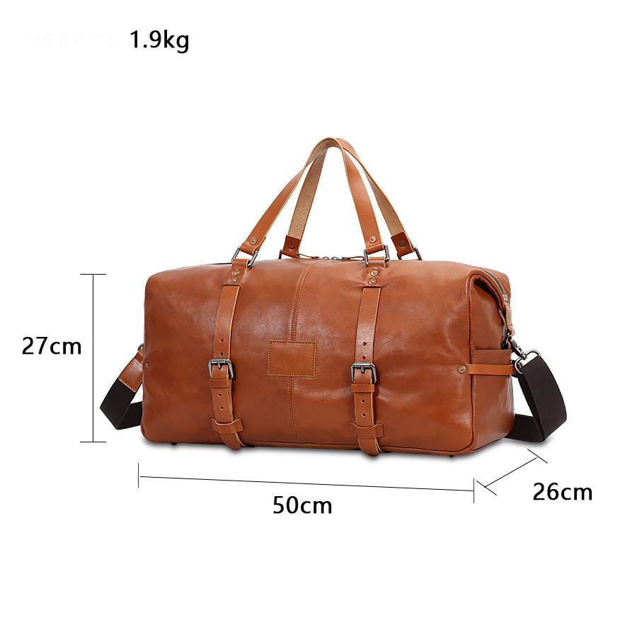 Brown Leather Travel Bag Valmio Raven