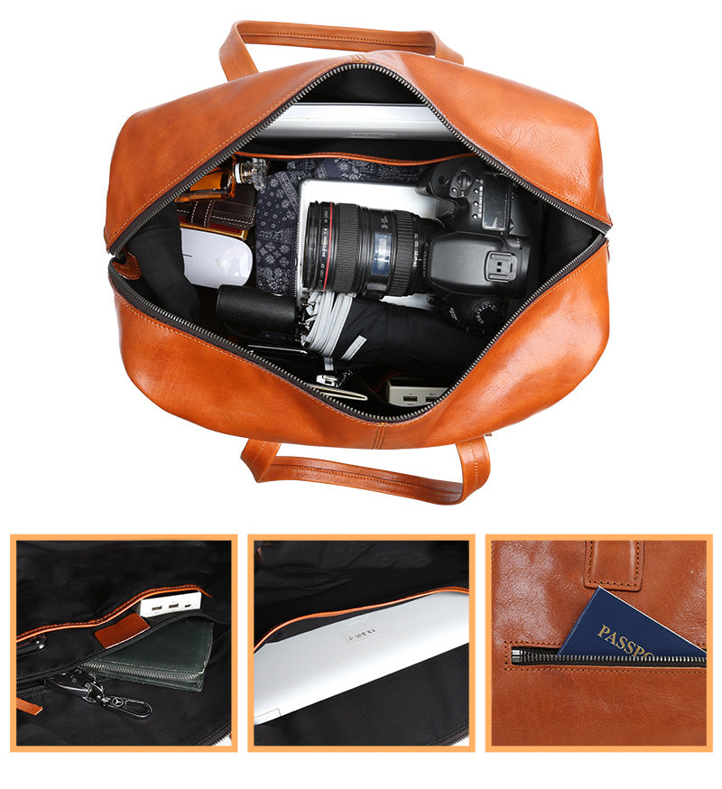 Braune Leder-Reisetasche Valmio Belmont