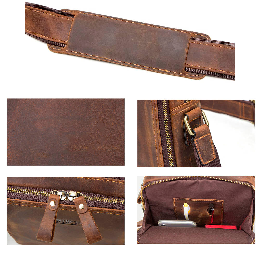 Men's Brown Crossbody Bag Lerno
