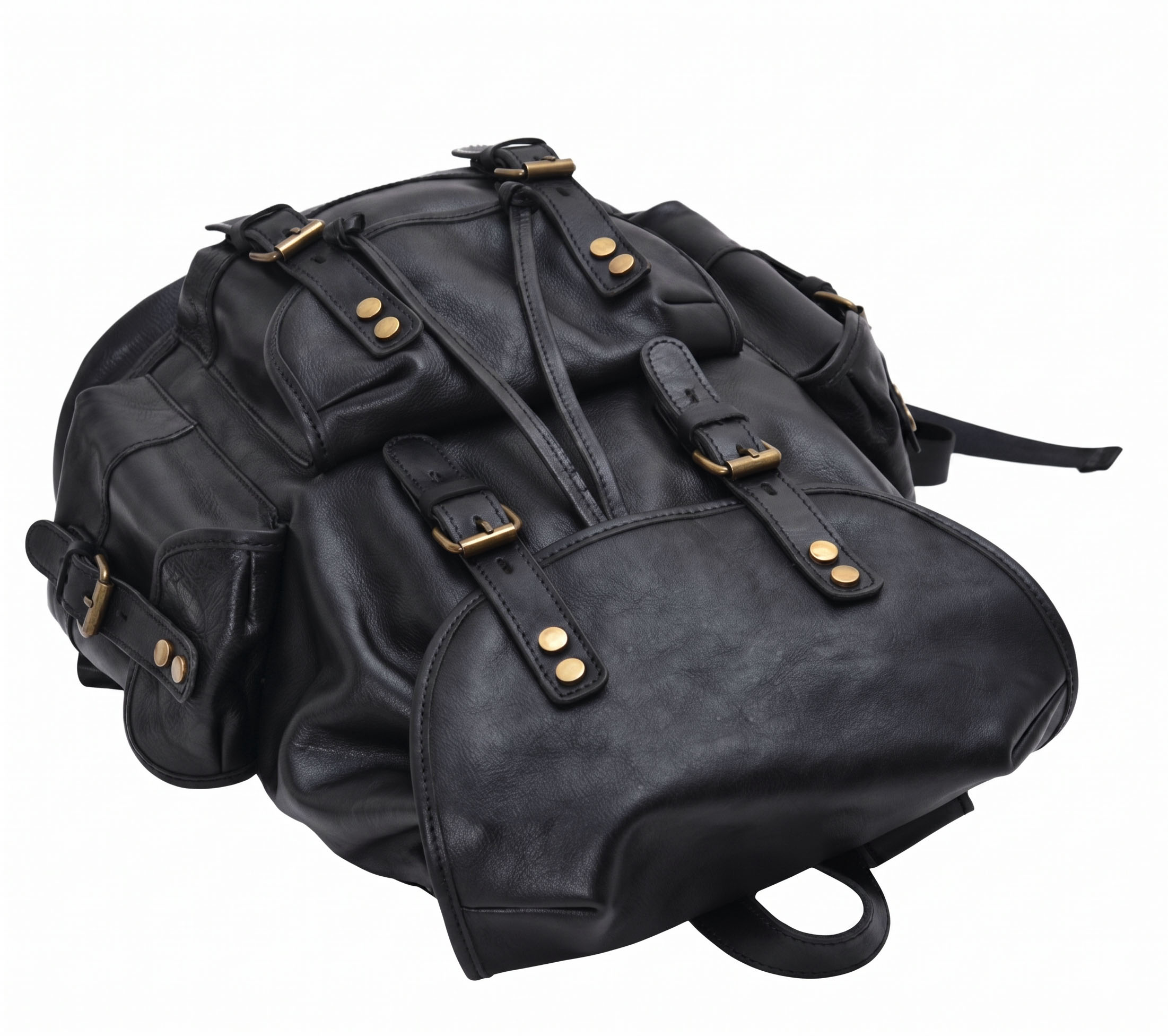 Valmio Norden Leder-Rucksack – schwarz