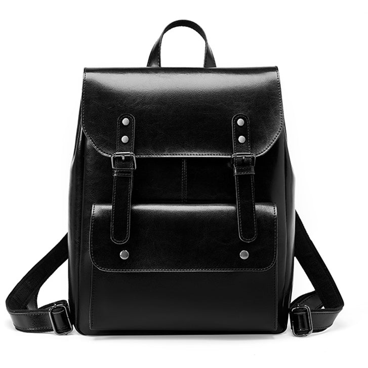 Valmio Nelora Leder-Damenrucksack - Schwarz