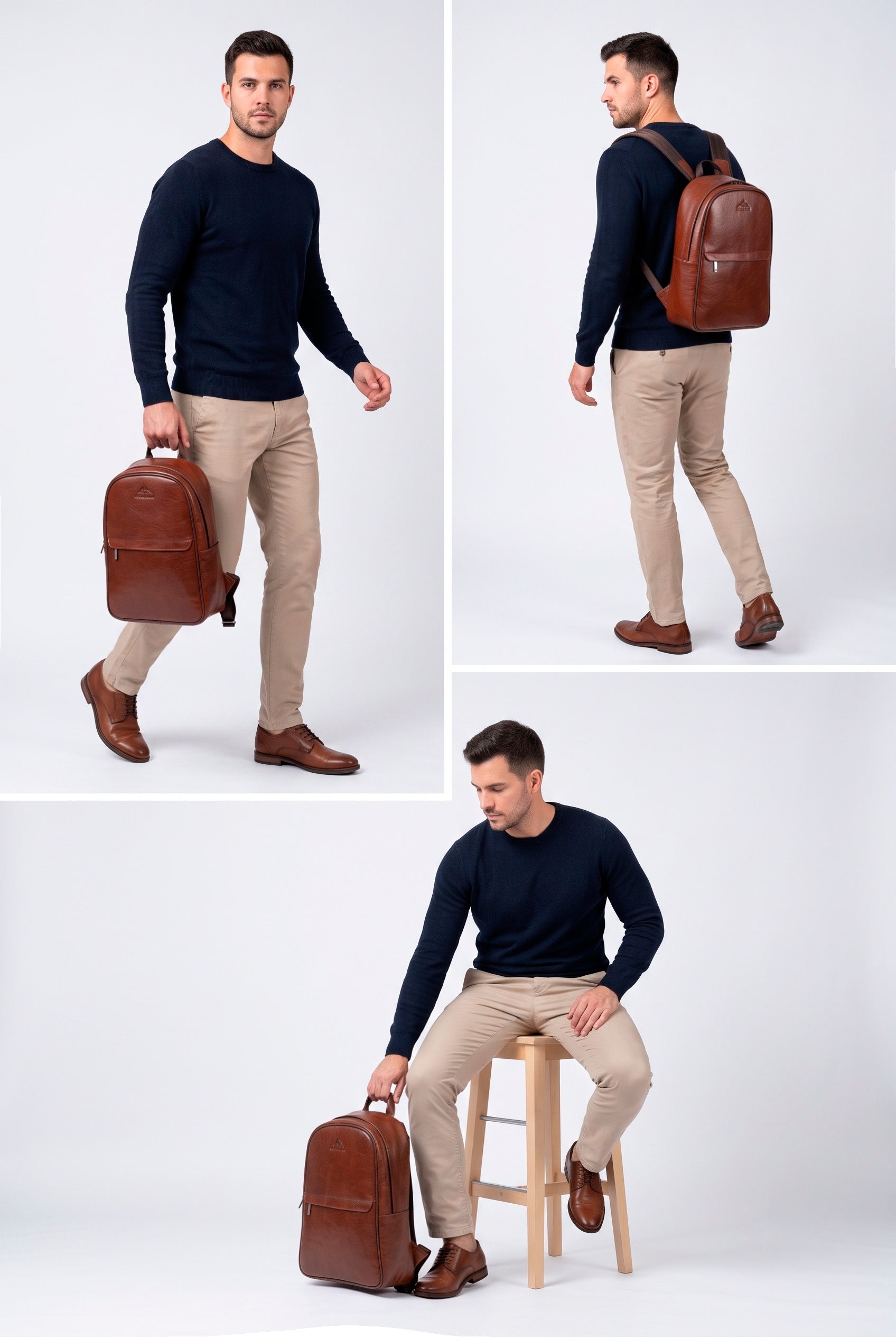 Valmio Borton leather backpack - light brown