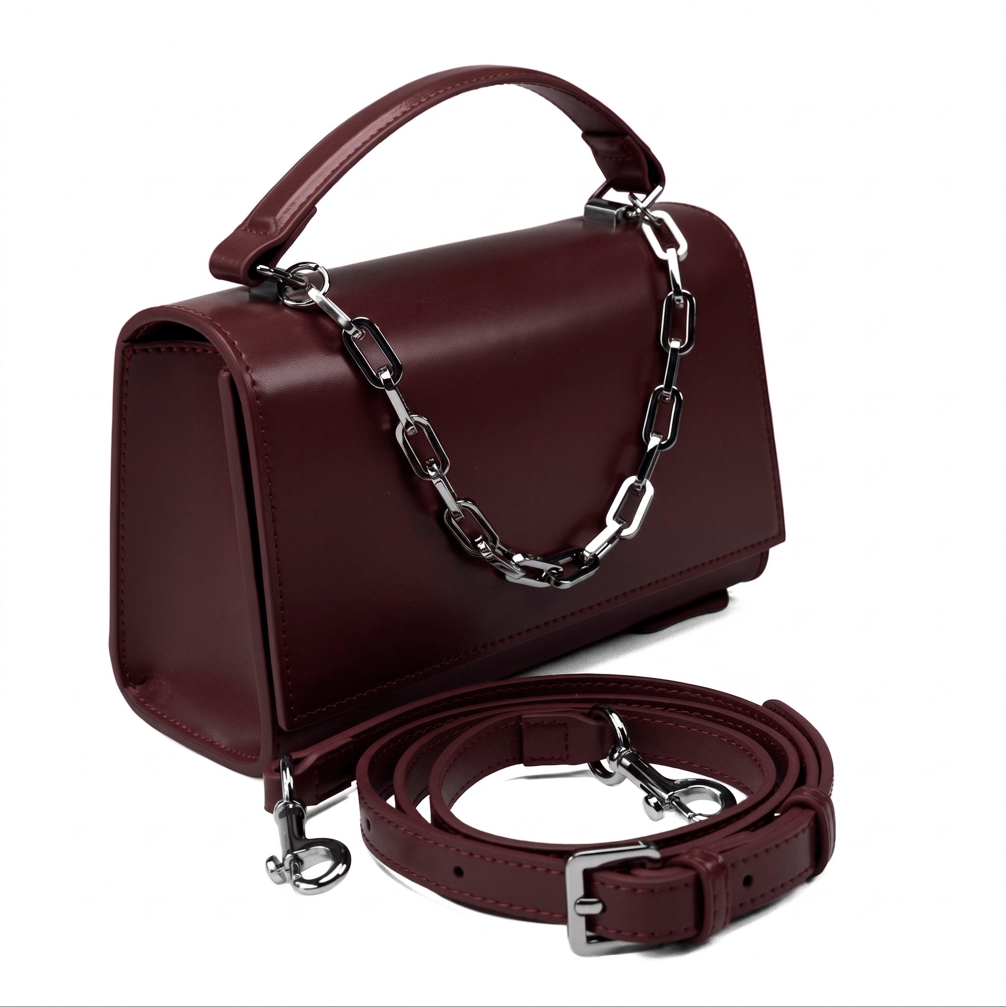 Valmio Rinora Leder Damenhandtasche - Burgunderrot