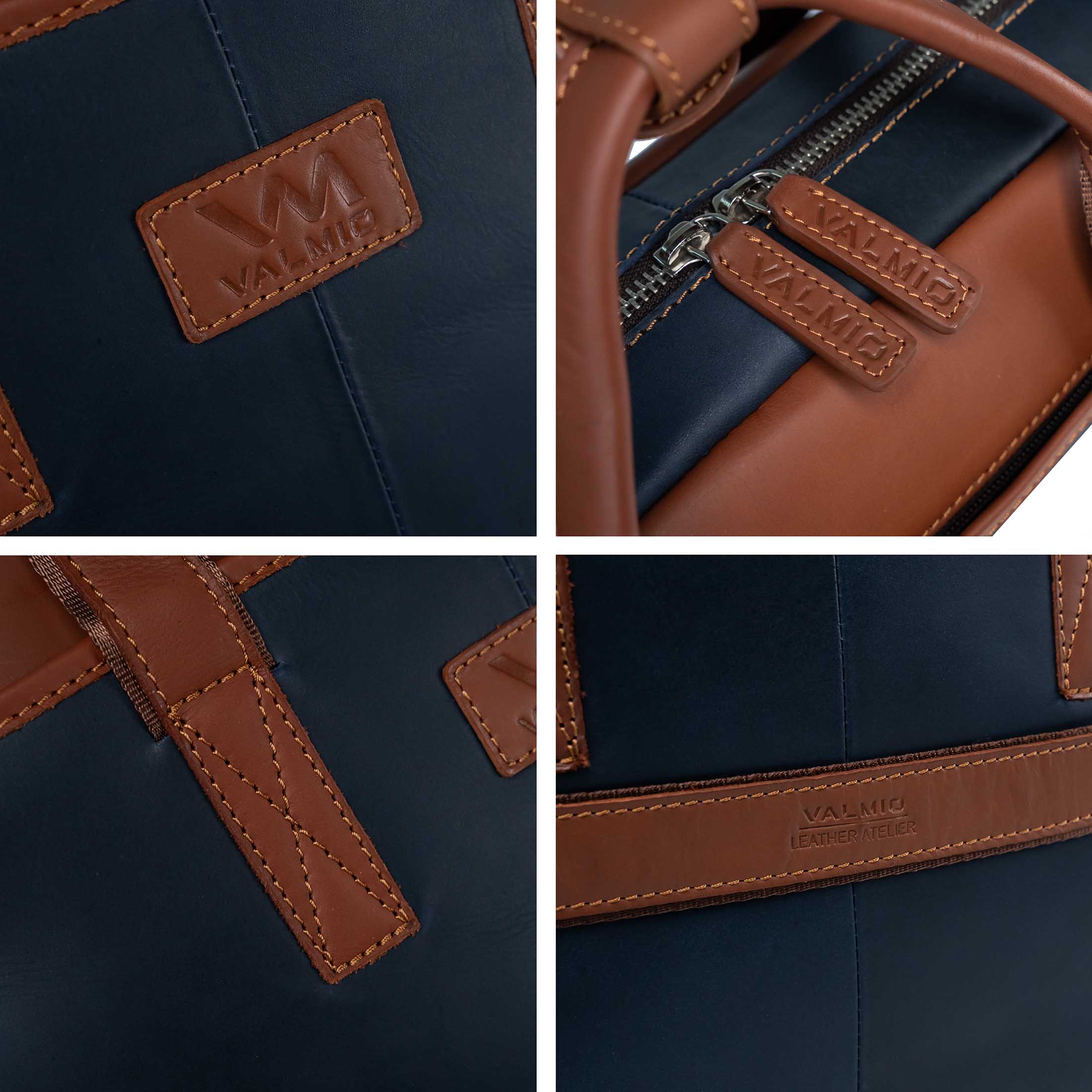 Blue Leather Laptop Bag Valmio Denton 2.0