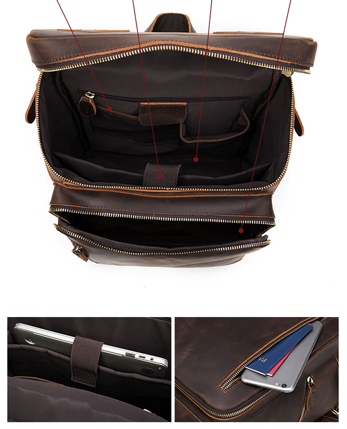 Valmio Dover Leather Backpack